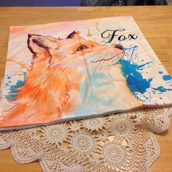 Fox with colorful paint splash background pillow cover - Picture 2 of 5